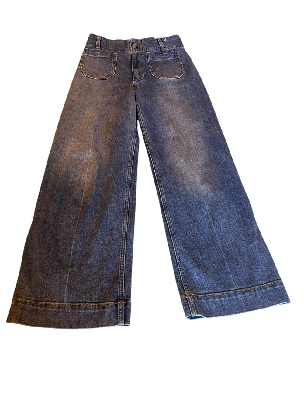 Pilcro Anthropologie Wide Leg Crop Culotte Jeans Mid Rise Denim 25